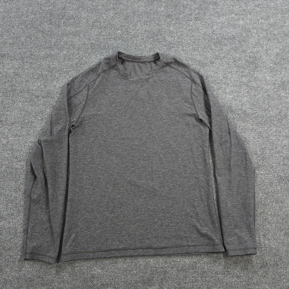 Lululemonβ Shirt Mens Medium Gray Long Sleeve Performance Tee Run Gym Athletic